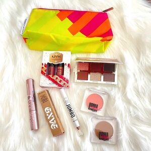 Blush, Lipstick and Eyeshadow Collection with Red and Pink Shades